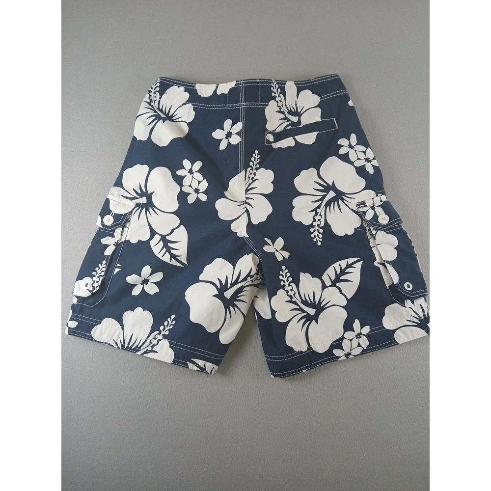 Abercrombie & Fitch Mens Navy Floral Hawaiian Cargo Swim Shorts Size M Rare!!
